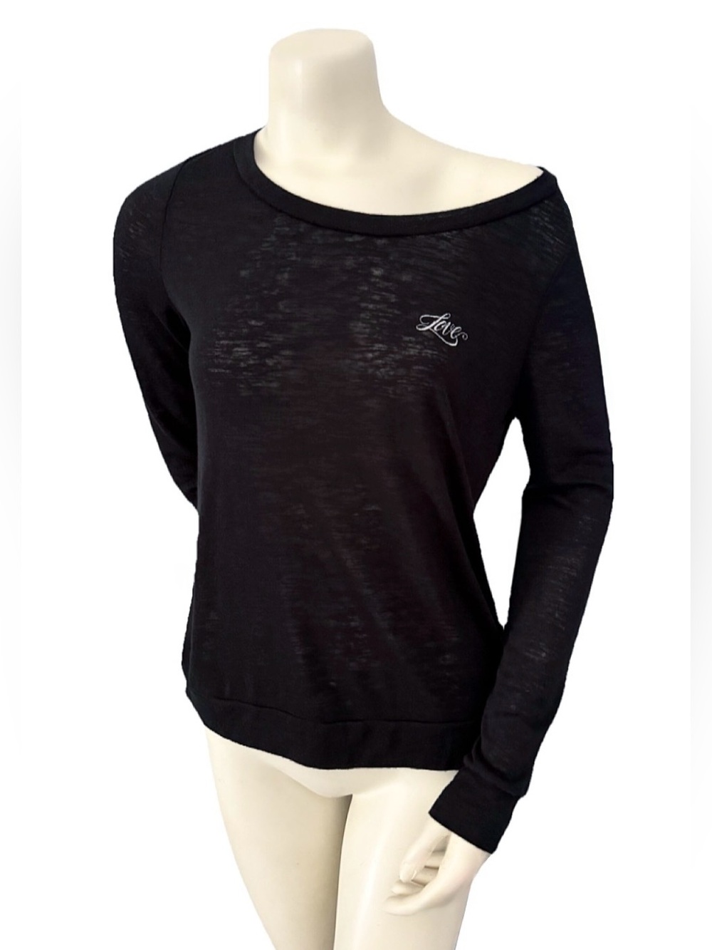 Victoria’s Secret LOVE Black Sheer Long Sleeve Top XS